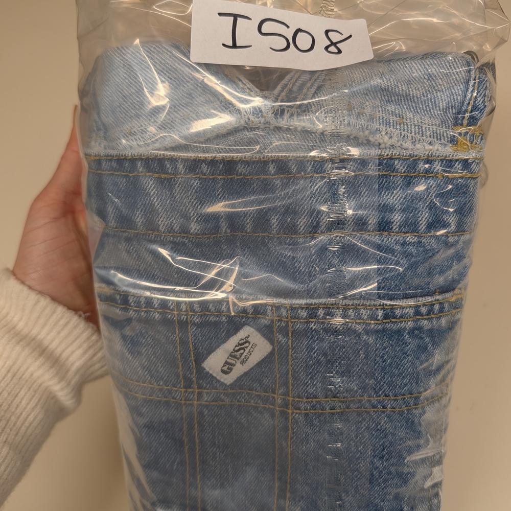 Vintage 90s Guess Denim Overall Dress Jean Pinafore Mini - Picture 12 of 12